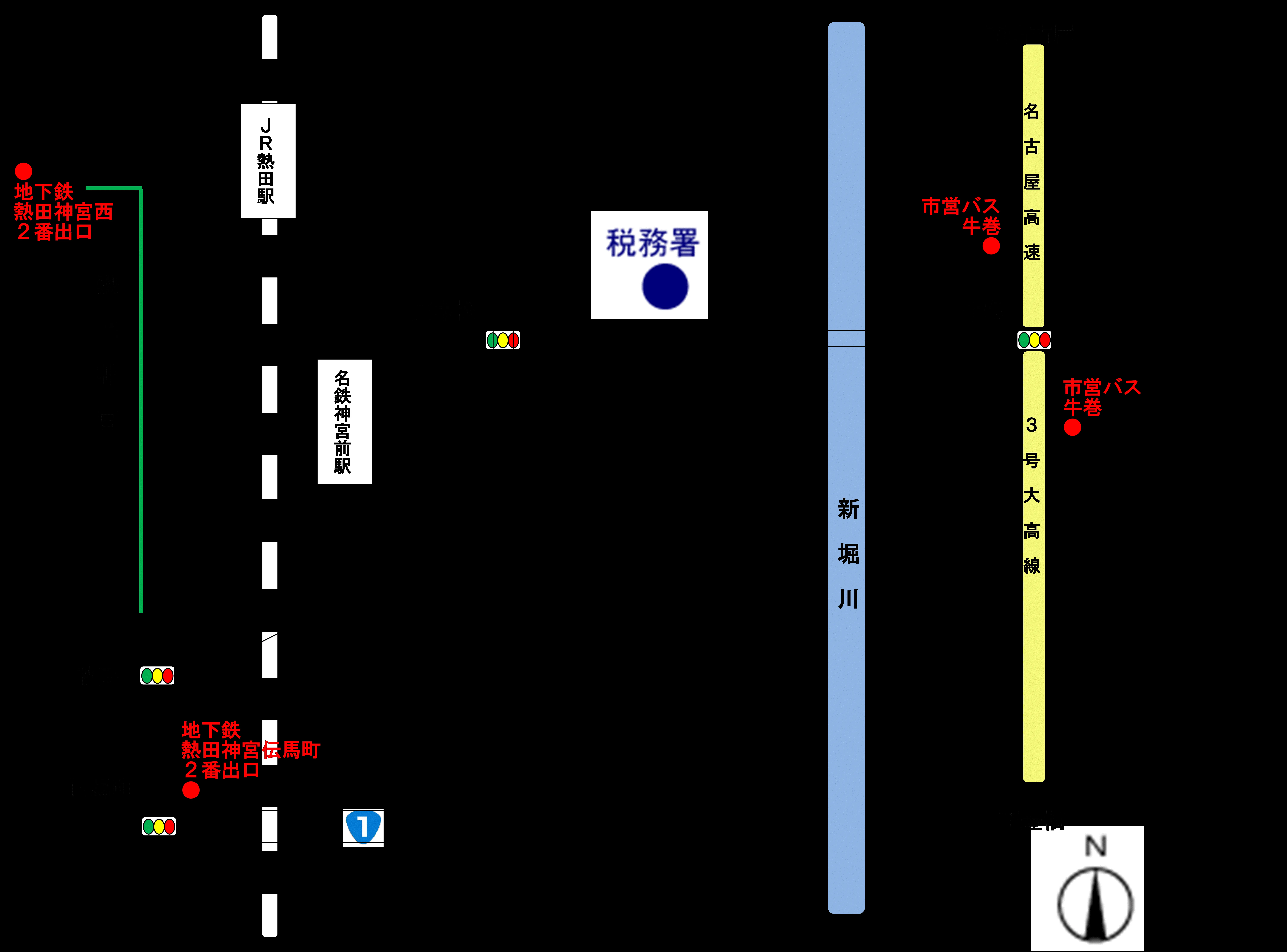 熱田税務署(愛知県名古屋市熱田区花表町7番17号)の案内図・所在地マップ