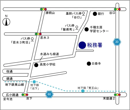 千種税務署(愛知県名古屋市千種区振甫(しんぽ)町3丁目32番地)の案内図・所在地マップ