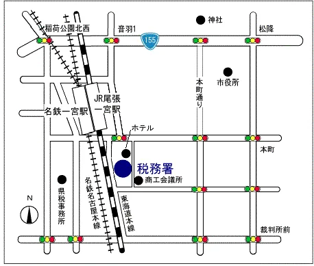 一宮税務署(愛知県一宮市栄4丁目5番7号)の案内図・所在地マップ