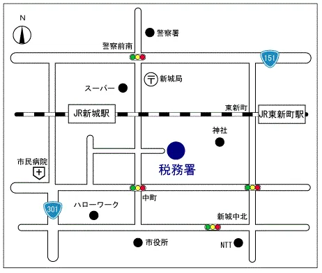新城税務署(愛知県新城市字裏野1番地1)の案内図・所在地マップ