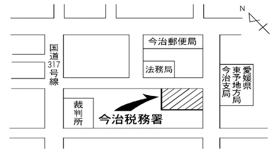 今治税務署(愛媛県今治市常盤町4丁目5番地1)の案内図・所在地マップ