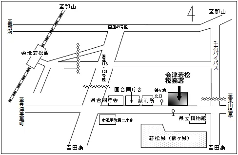 会津若松税務署(福島県会津若松市城前1番82号)の案内図・所在地マップ