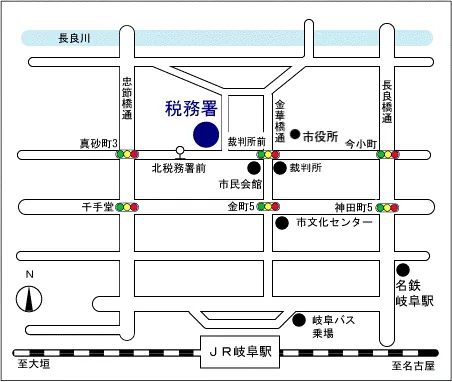 岐阜北税務署(岐阜県岐阜市千石町1丁目4番地)の案内図・所在地マップ