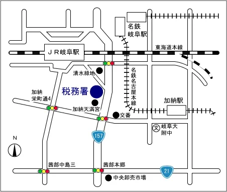 岐阜南税務署(岐阜県岐阜市加納清水町4丁目22番地の2)の案内図・所在地マップ