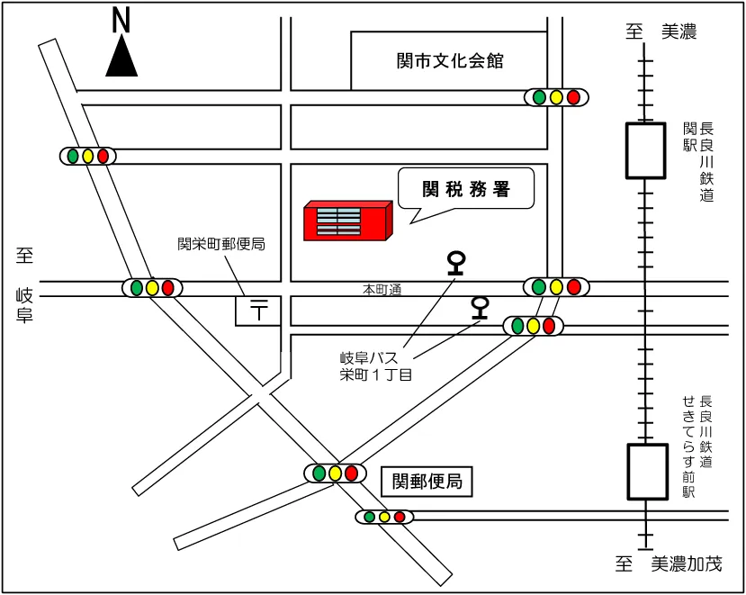 関税務署(岐阜県関市川間町2番地)の案内図・所在地マップ