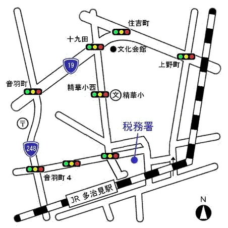 多治見税務署(岐阜県多治見市白山町1丁目209番地)の案内図・所在地マップ