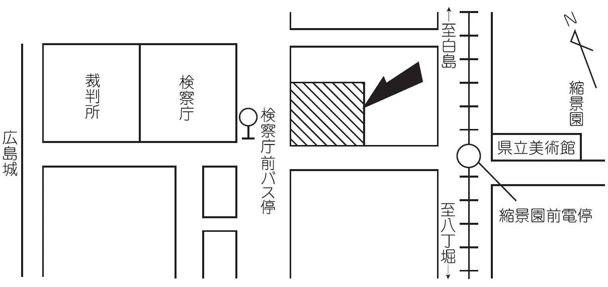 広島東税務署(広島県広島市中区上八丁堀3番19号 管轄区域 中区の一部、東区の一部(海田税務署管内の地域を除く。)、南区の一部 ▼ひらく ▲とじる 詳細情報(案内図、交通機関、開庁時間など))の案内図・所在地マップ