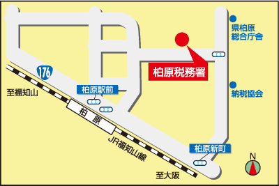 柏原税務署(兵庫県丹波市柏原町柏原518の1)の案内図・所在地マップ