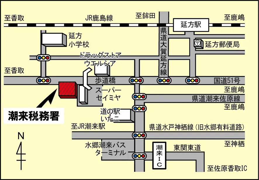 潮来税務署(茨城県潮来市小泉南1358番地)の案内図・所在地マップ