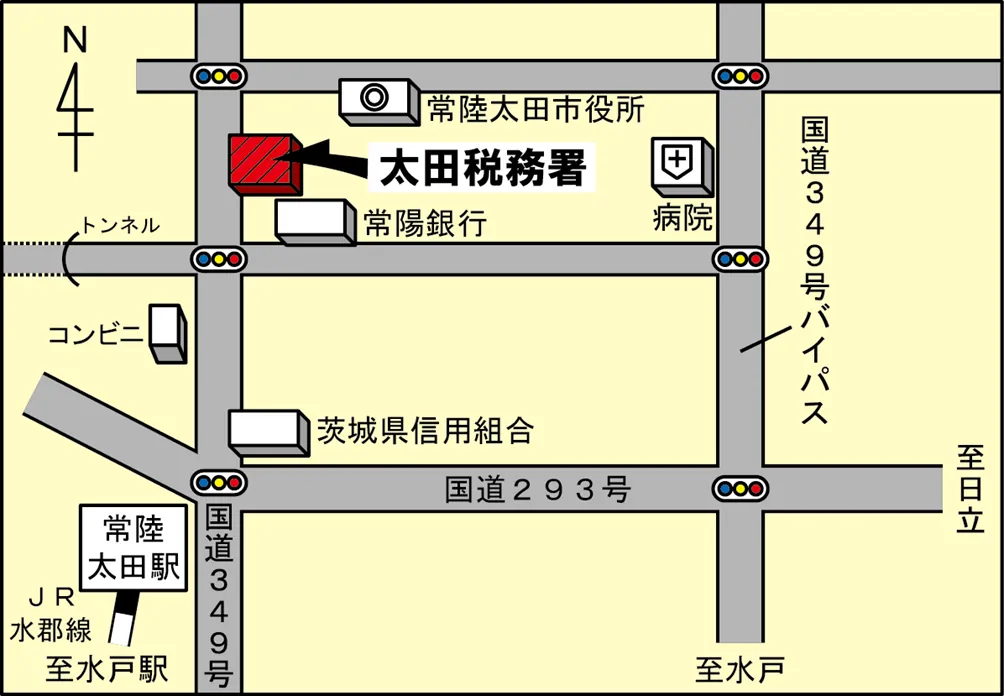 太田税務署(茨城県常陸太田市金井町3662番地)の案内図・所在地マップ