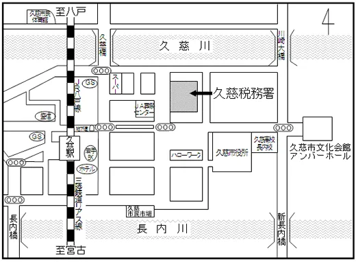 久慈税務署(岩手県久慈市川崎町15番15号)の案内図・所在地マップ