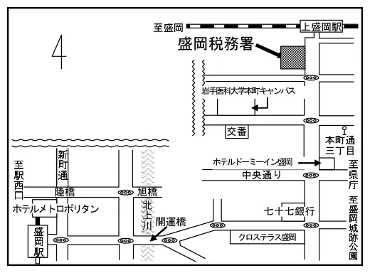 盛岡税務署(岩手県盛岡市本町通3丁目8番37号)の案内図・所在地マップ