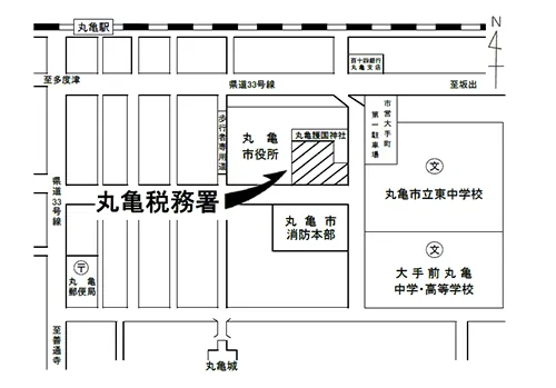 丸亀税務署(香川県丸亀市大手町2丁目4番1号)の案内図・所在地マップ