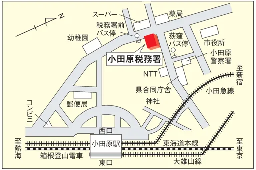 小田原税務署(神奈川県小田原市荻窪440番地)の案内図・所在地マップ
