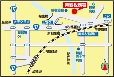舞鶴税務署(京都府舞鶴市字上安久240)の案内図・所在地マップ