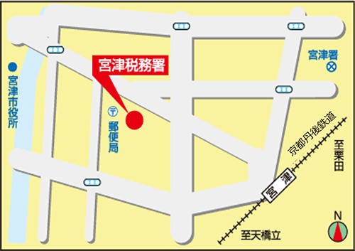 宮津税務署(京都府宮津市字鶴賀2070-14)の案内図・所在地マップ