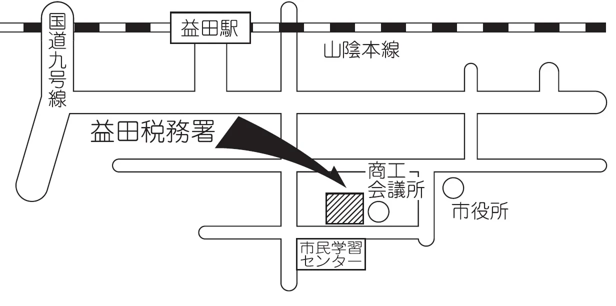 益田税務署(島根県益田市元町12番11号)の案内図・所在地マップ