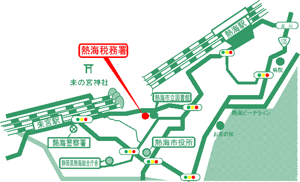 熱海税務署(静岡県熱海市上宿町14番15号)の案内図・所在地マップ