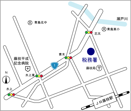 藤枝税務署(静岡県藤枝市青木2丁目36番17号)の案内図・所在地マップ