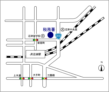 沼津税務署(静岡県沼津市米山町3番30号)の案内図・所在地マップ