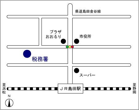 島田税務署(静岡県島田市扇町2番の2)の案内図・所在地マップ