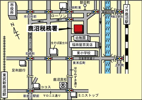 鹿沼税務署(栃木県鹿沼市東末広町1934番地の24)の案内図・所在地マップ