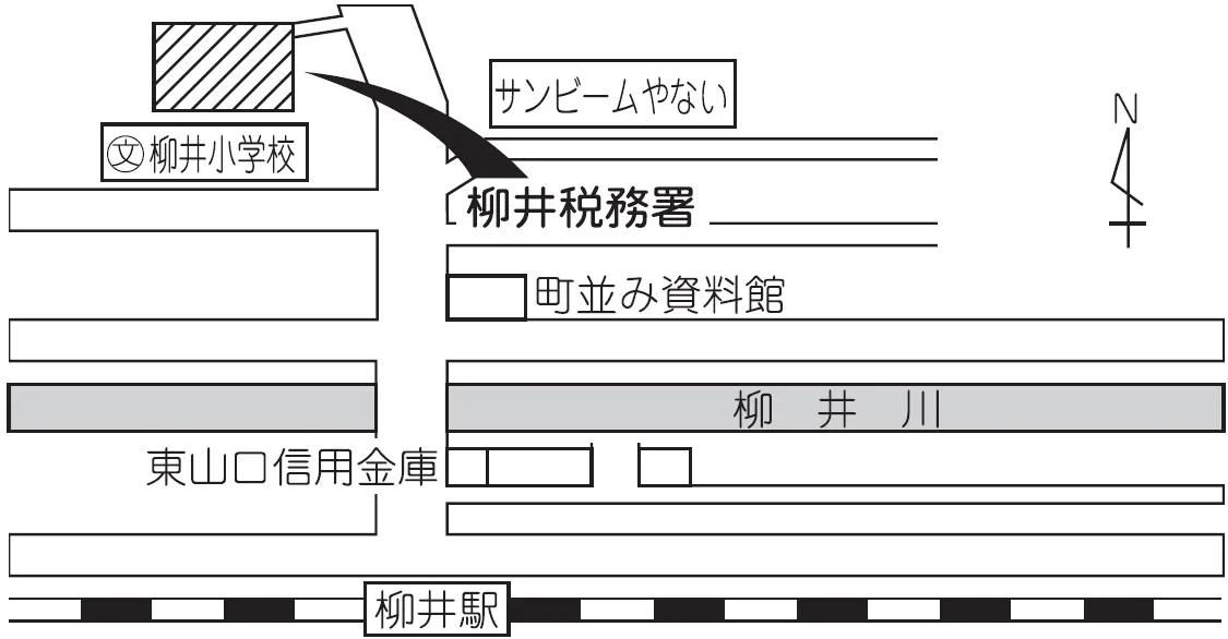 柳井税務署(山口県柳井市柳井3745番地1)の案内図・所在地マップ